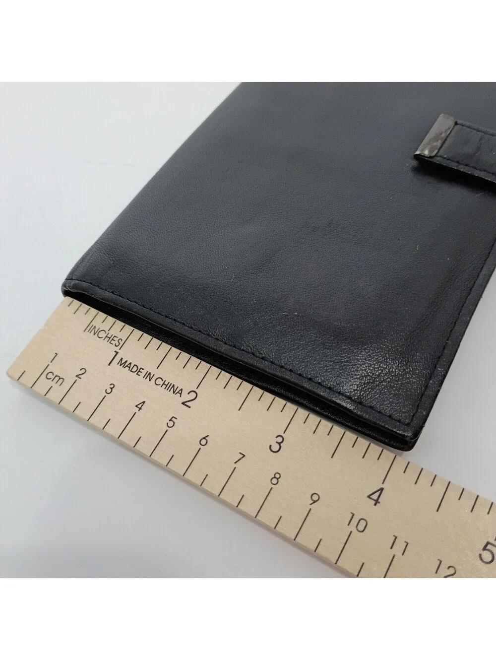 Black Cowhide Leather Travel Wallet Travelers Checks Airline Tickets Etc